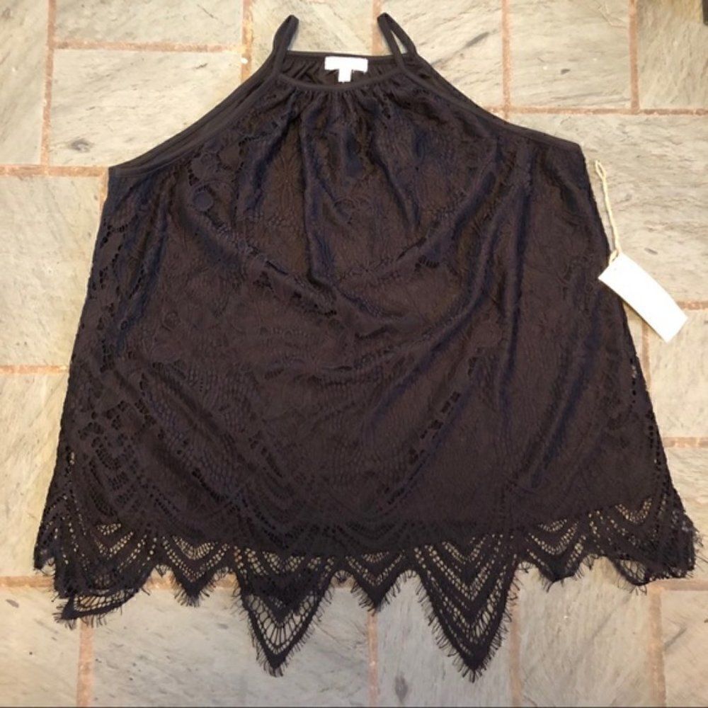 NWT - Paper + Tee Black Lace Sleeveless Top